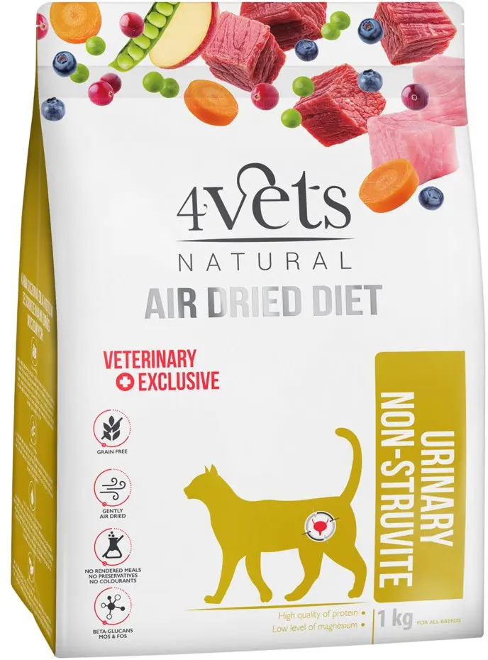 4VETS Natural Hrana uscata pentru pisici, Urinary - AIR DRIED 1kg