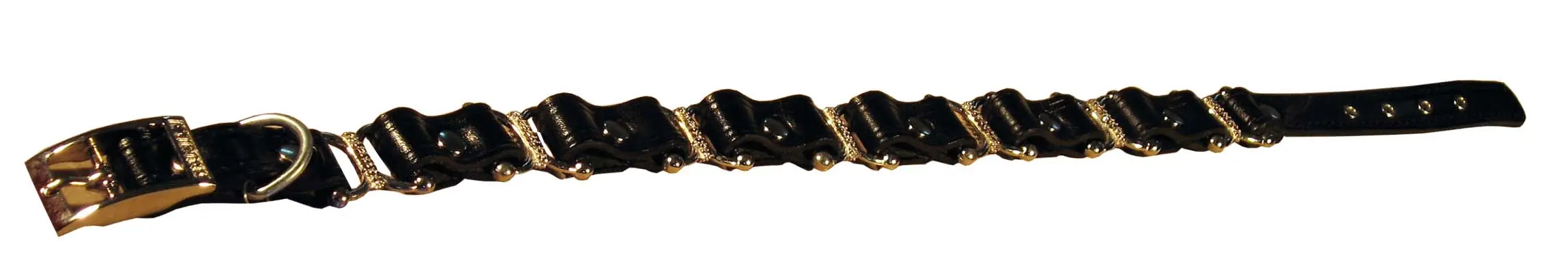 TRUSINA Zgarda din piele pentru caini, cu segmente metalice