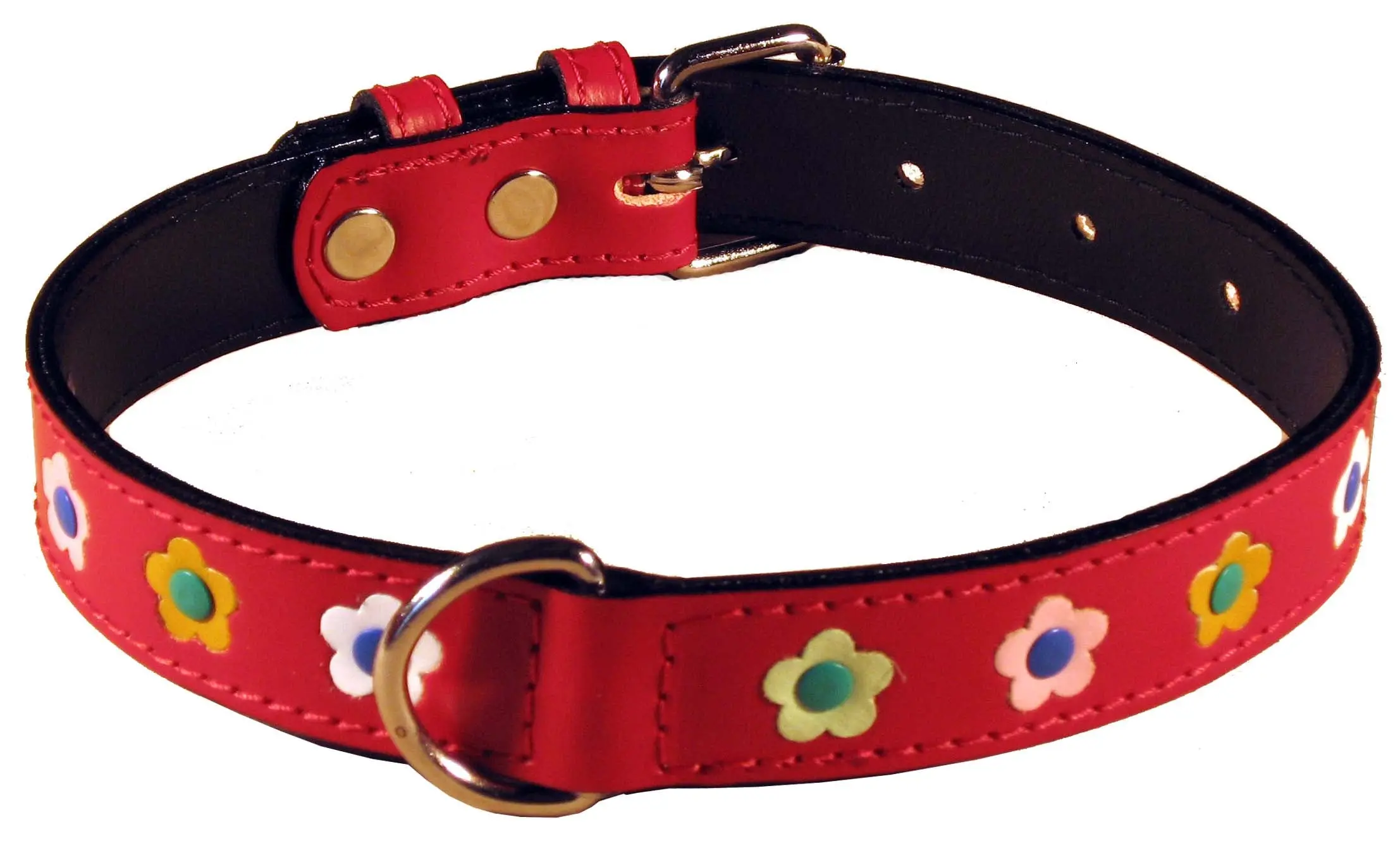 TRUSINA Zgarda din piele pentru caini, cu flori