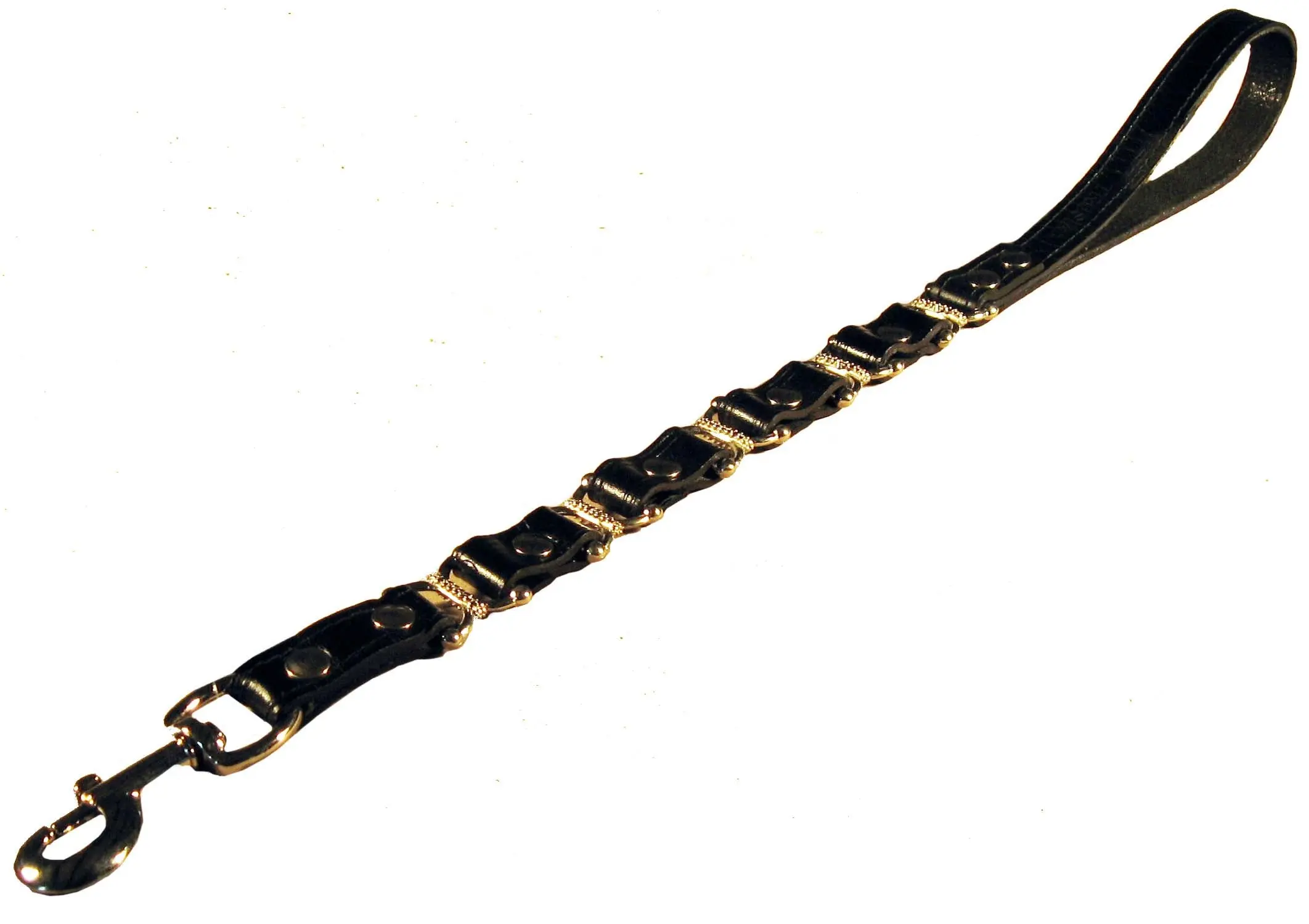 TRUSINA Lesa din piele pentru caini, cu segmente metalice