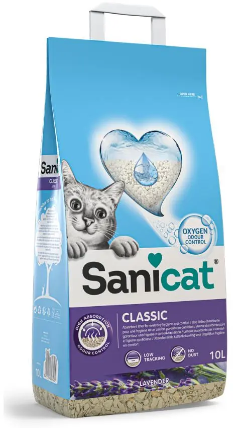 SANICAT Classic Lavender, nisip igienic cu aroma de lavanda 10L/6kg