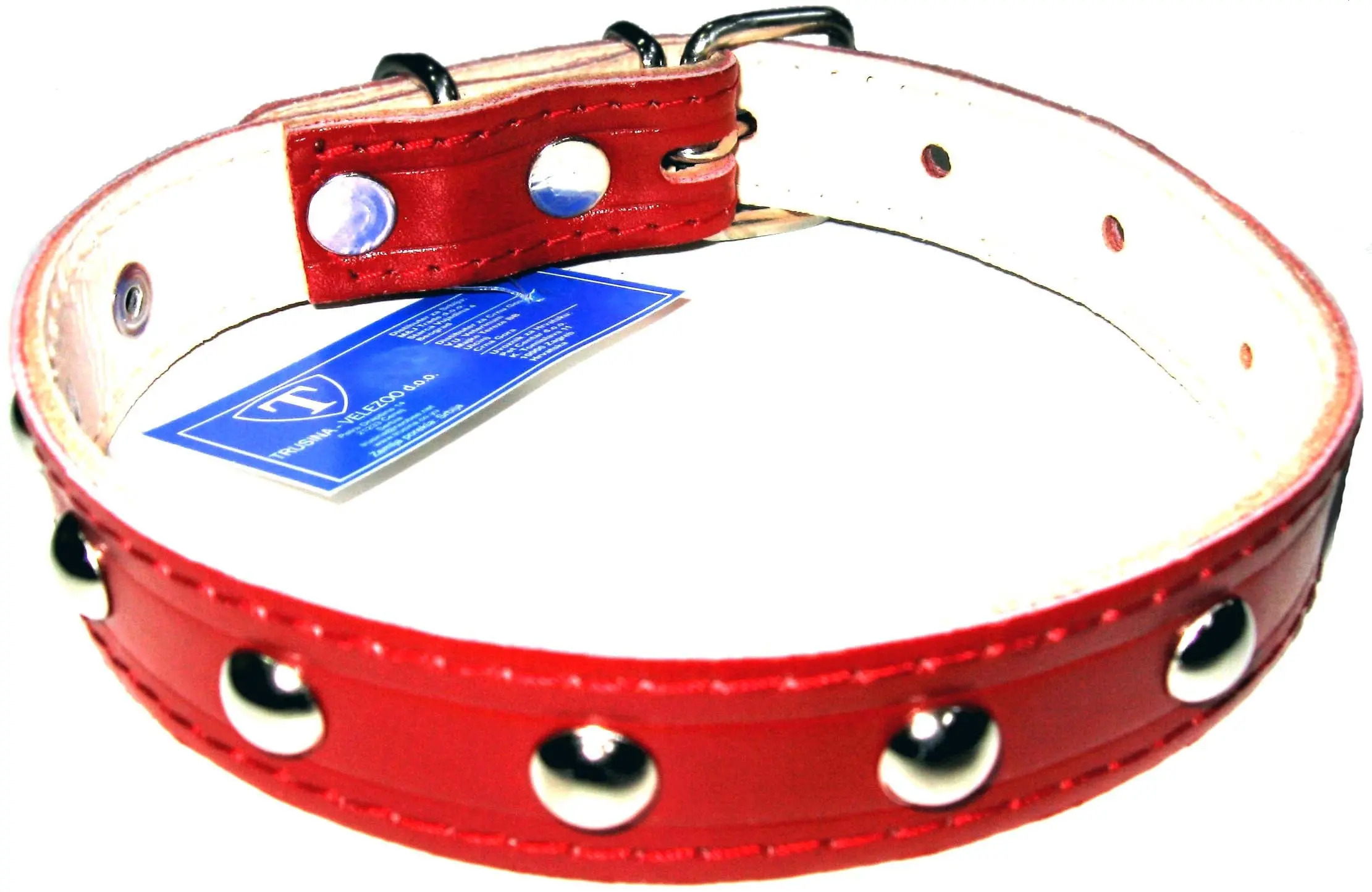 TRUSINA Zgarda matlasata din piele, cu decoratiuni metalice, pentru caini