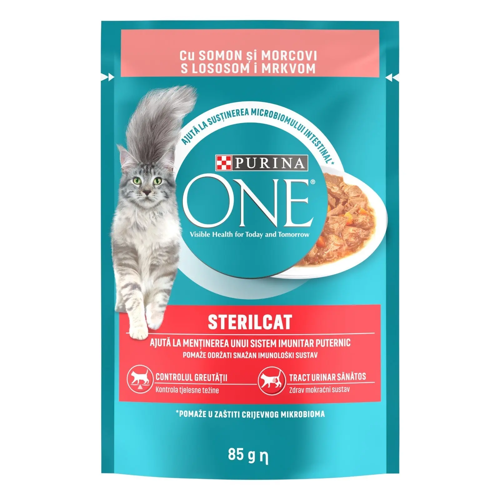 PURINA ONE Hrana umeda pentru pisici Adulte STERILCAT, cu Somon/Morcov 85g