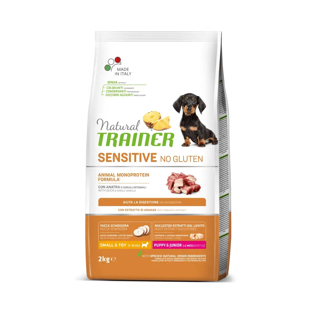 Hrana Uscata Catei, Natural Trainer, Sensitive No Gluten Mini & Toy Puppy & Junior, Rata, 2 kg