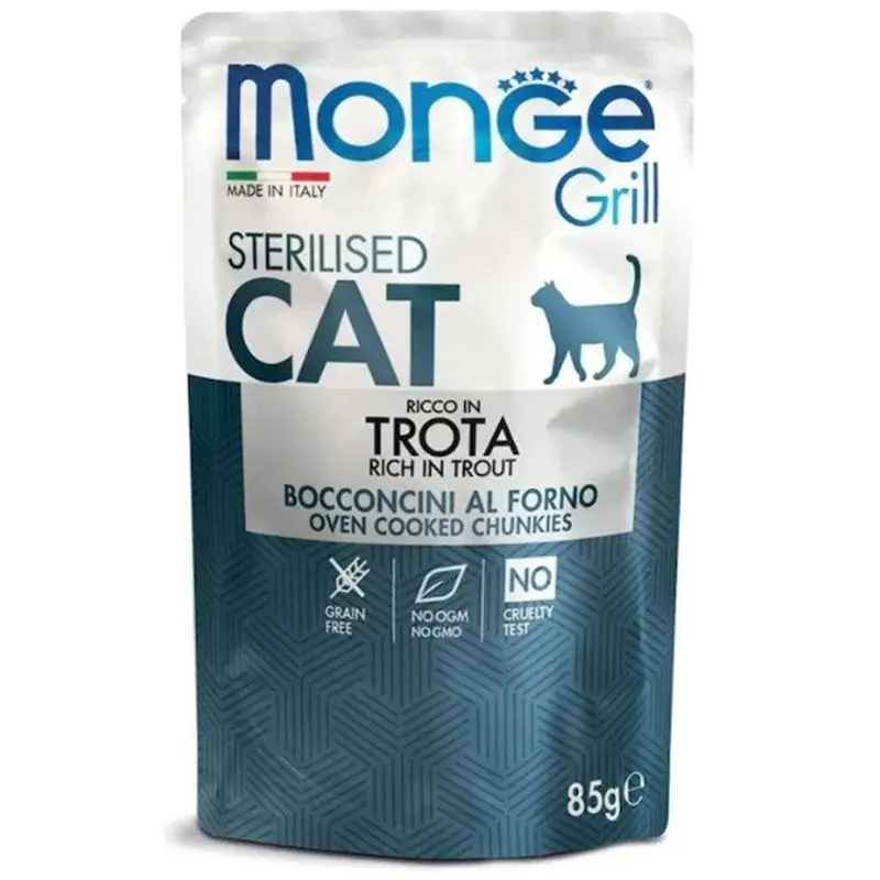 Hrana umeda pisici, Monge Grill Sterilised, Pastrav, 85 g 3659