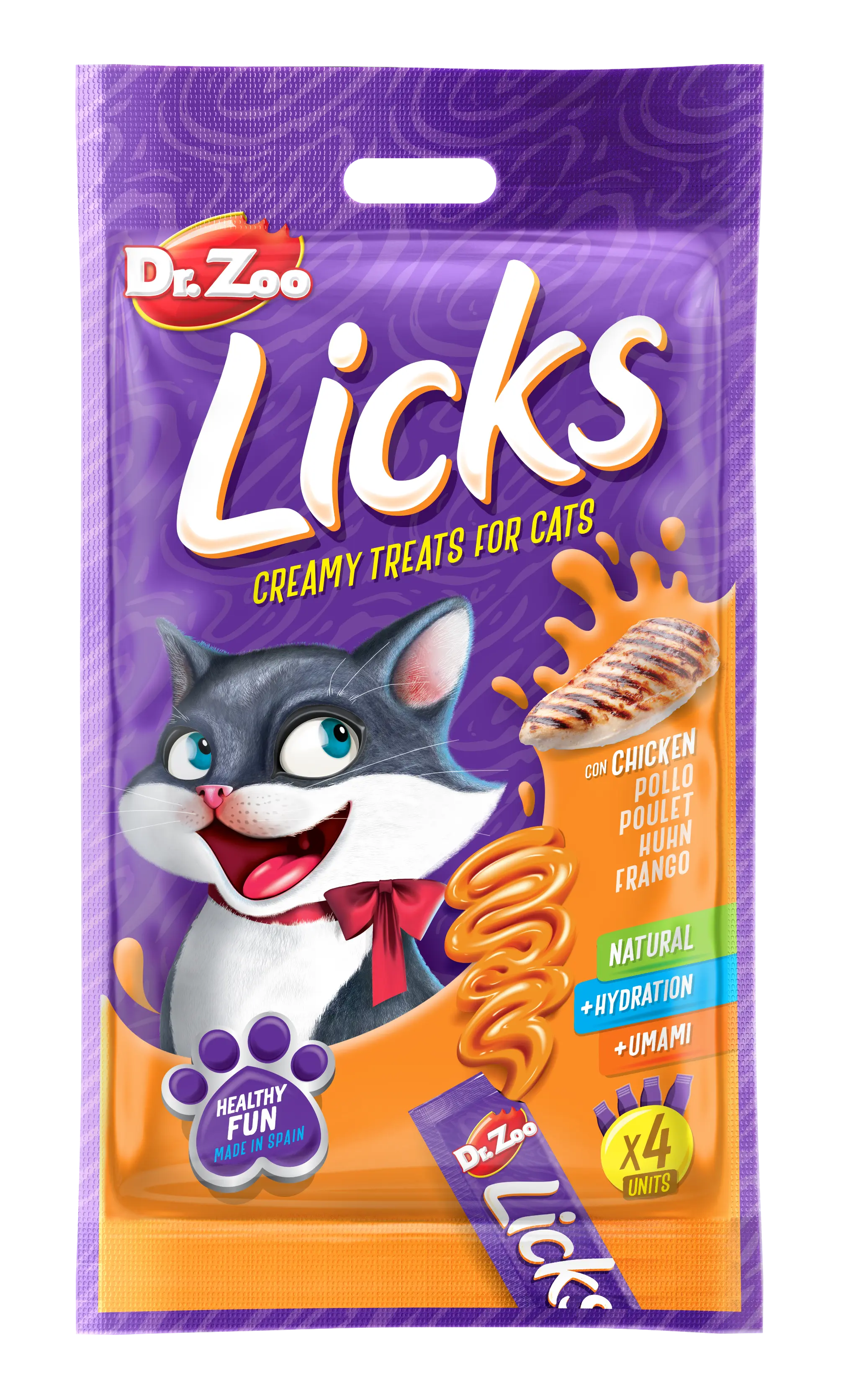 Dr Zoo Licks, recompense pisici, Pui, 4x15 g