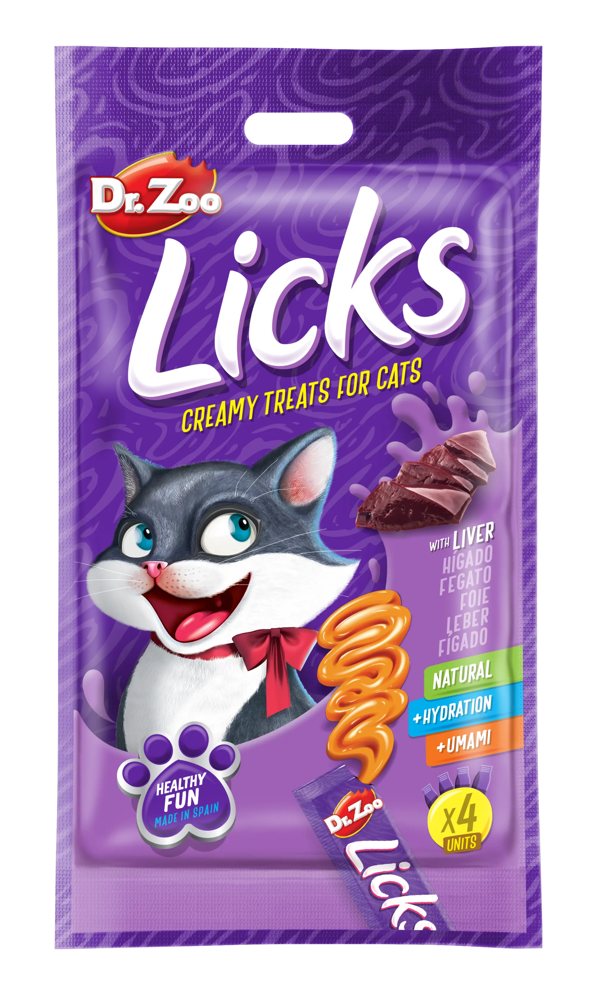 Dr Zoo Licks, recompense pisici, Ficat, 4x15 g