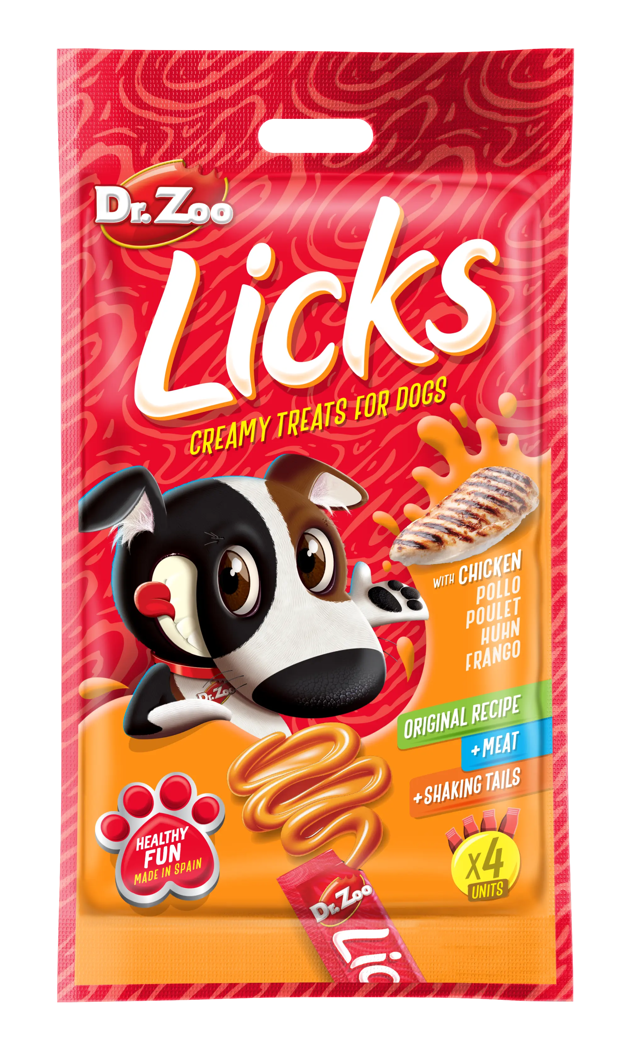Dr Zoo Licks, recompense caini, Pui, 4x15 g