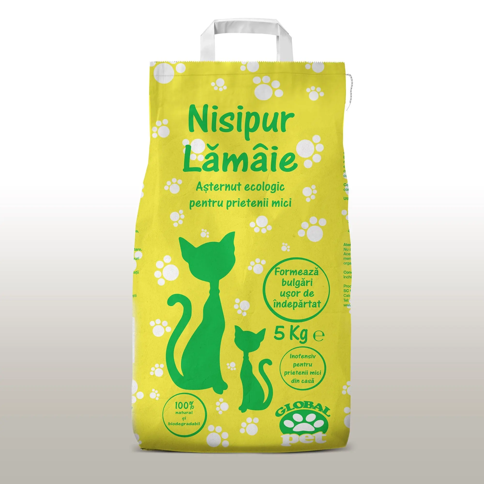 Asternut igienic natural, nisip pentru pisici, Nisipur Lamaie, bentonita, 5 kg