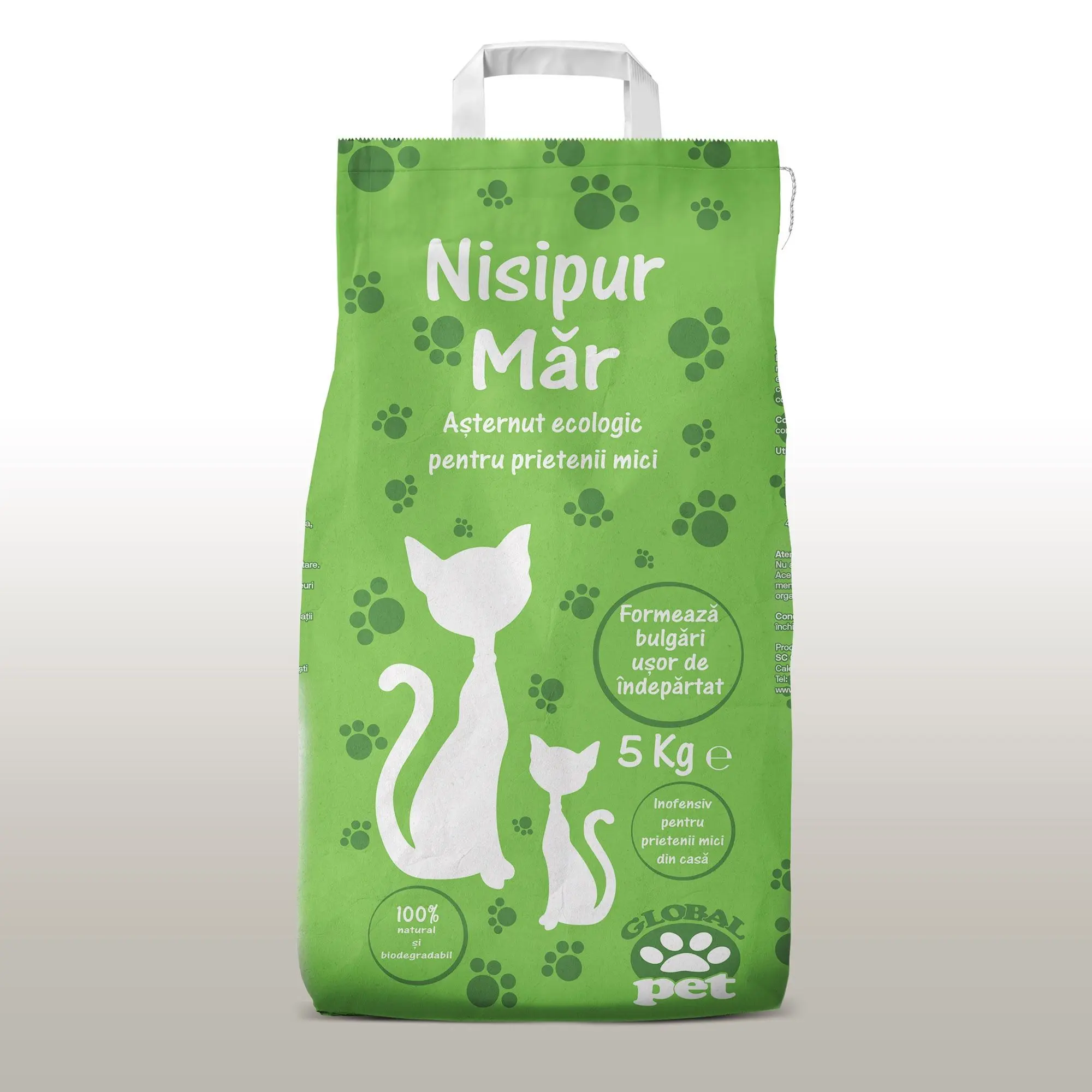 Asternut igienic natural, nisip pentru pisici, Nisipur Mar, bentonita, 5 kg