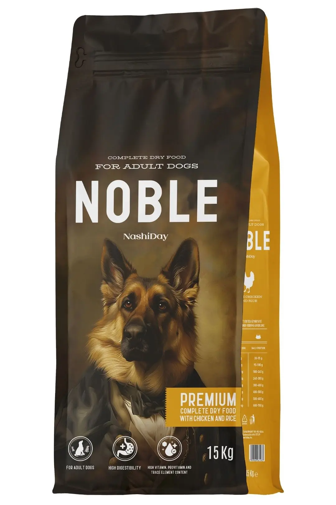 Hrana Premium Uscata Caini, NashiDay Noble, Pui si Orez, 15 kg