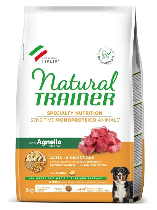 Hrana Uscata Caini, Natural Trainer, Sensitive No Gluten Medium-Maxi Adult, Miel, 3 kg