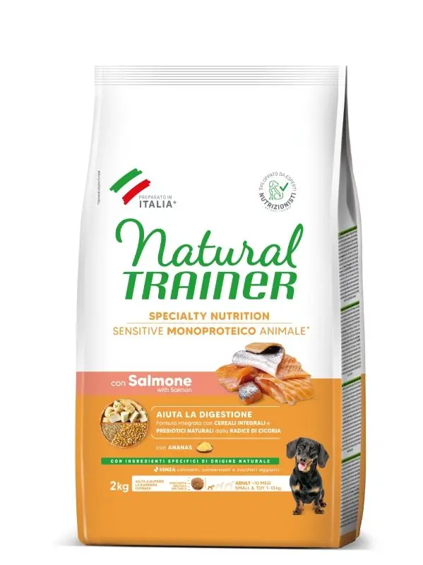 Hrana Uscata Caini, Natural Trainer, Sensitive No Gluten Mini & Toy Adult, Somon, 2 kg