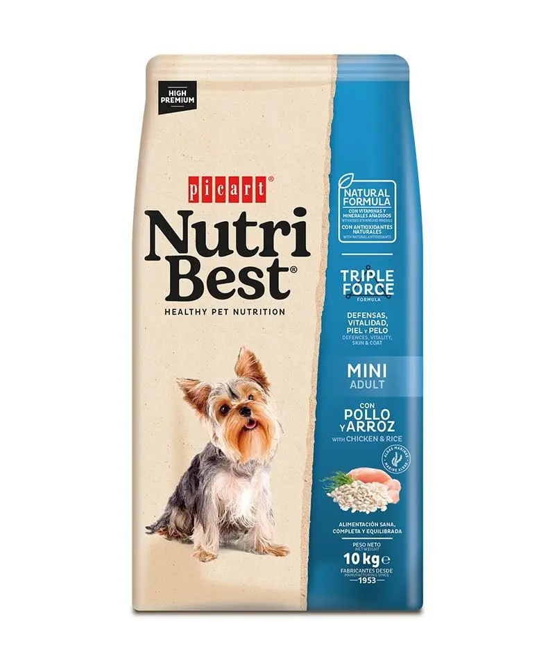 Hrana Uscata Caini Premium, NutriBest Adult Dog Mini, Pui si Orez, 10 kg