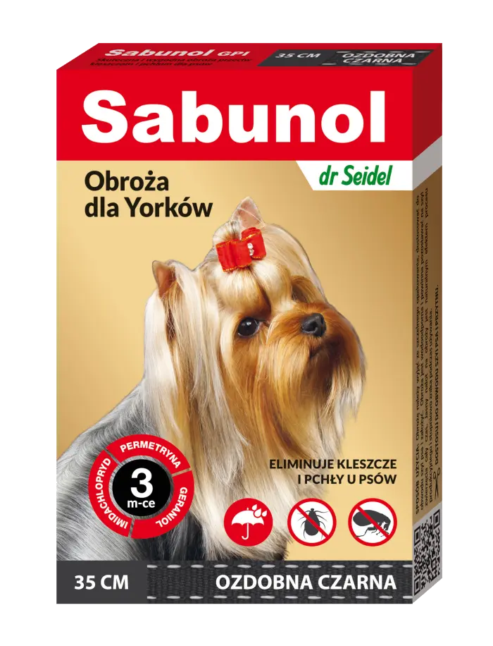 Sabunol Dog GPI, Zgarda Antiparazitara Caini 2-10 kg, Culoare Negru (35cm)