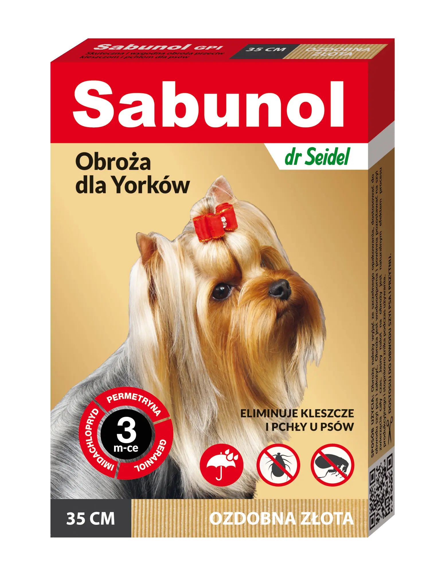Sabunol Dog GPI, Zgarda Antiparazitara Caini 2-10 kg, Culoare Gold (35cm)