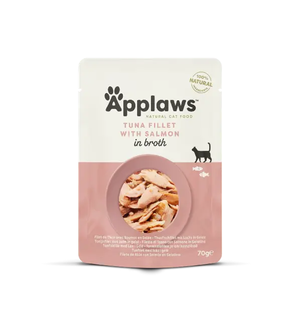 Applaws Tuna Fillet with Salmon in Broth, plic, 70 g