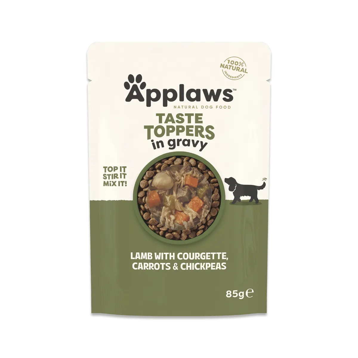 Hrana umeda caini, Applaws Dog Taste Toppers, Miel si Legume, in sos, 85 g