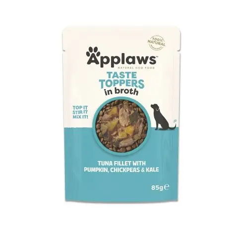 Hrana umeda caini, Applaws Dog Taste Toppers, Ton si Legume, in supa, 85 g