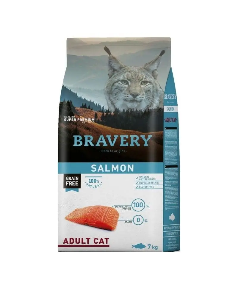 Hrana Uscata Pisici, Bravery Adult Cat, Somon, 7 kg