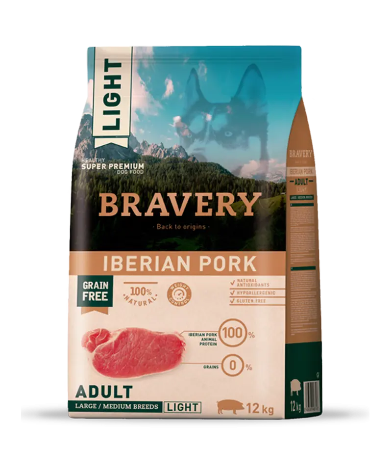 Hrana Uscata Caini, Bravery Dog, Large-Medium Adult, Porc Iberic, 12 kg