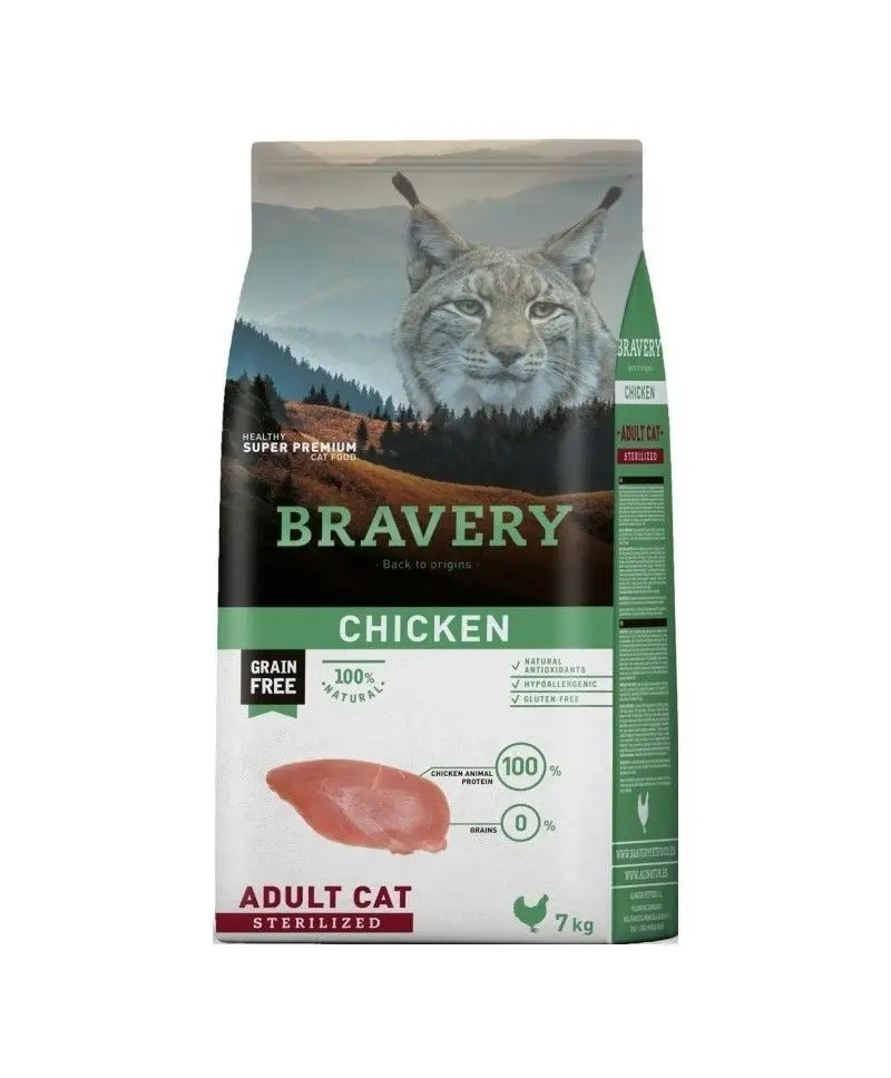 Hrana Uscata Pisici, Bravery Adult Cat Sterilised, Pui, 7 kg