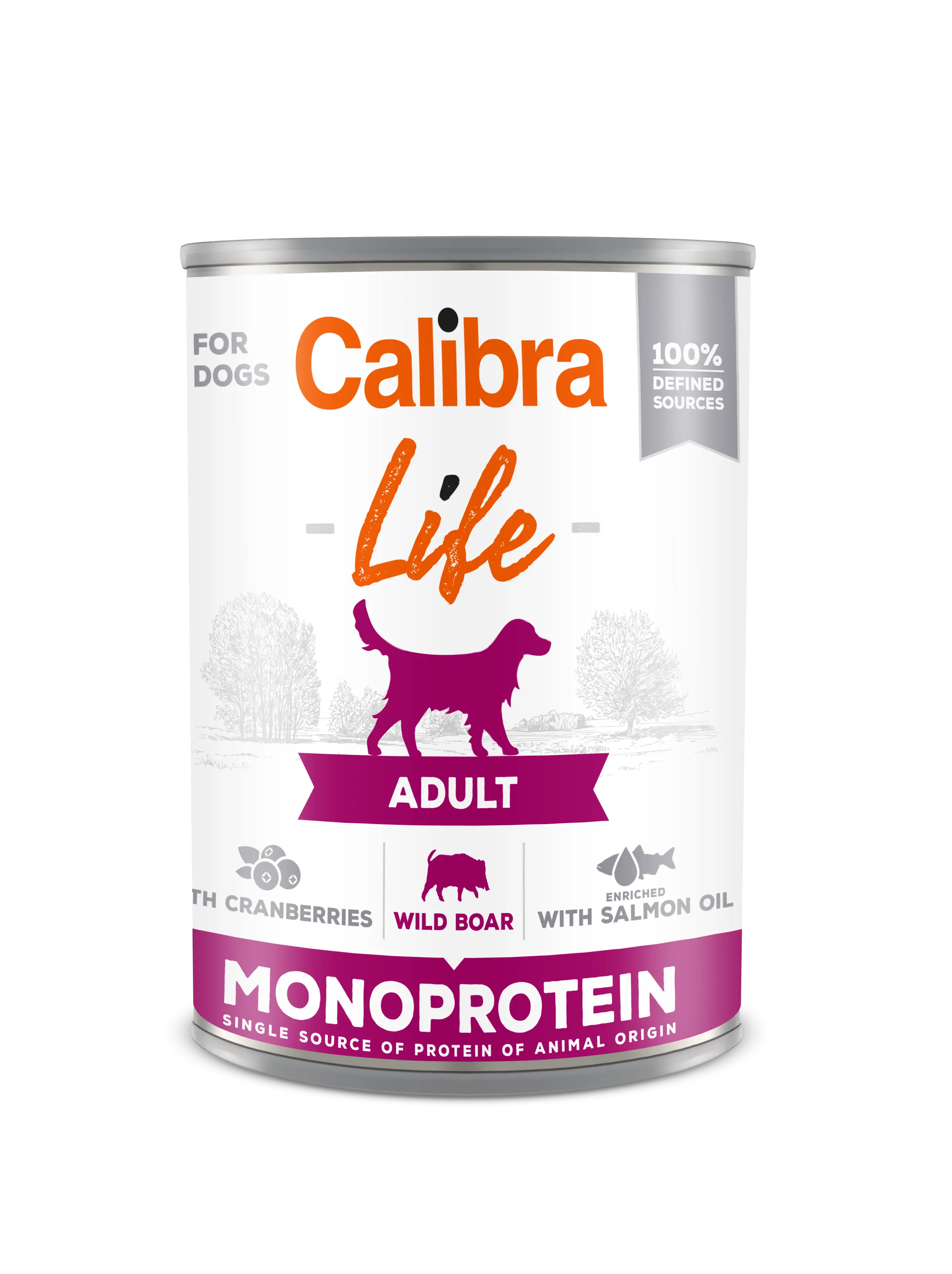 Calibra Dog Life Adult Wild Boar with Cranberries 400 g, conserva