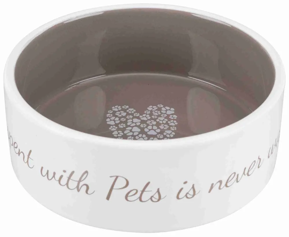 Castron ceramic Pet's Home 0.8 l/ 16 cm crem/taupe 25054