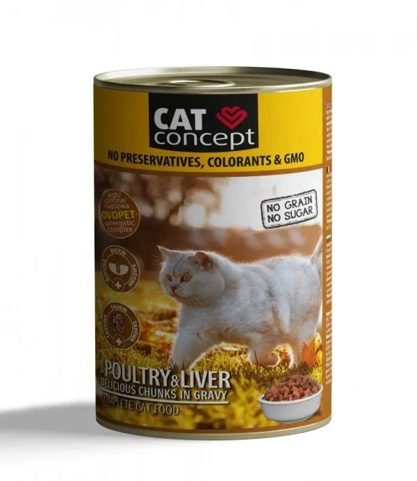 Hrana umeda pisici, CAT CONCEPT Pasare & Ficat, 415 g