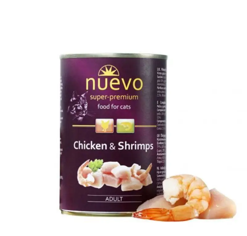 Hrana umeda pisici, NUEVO Conserva Cat, Pui si Creveti, 400 g