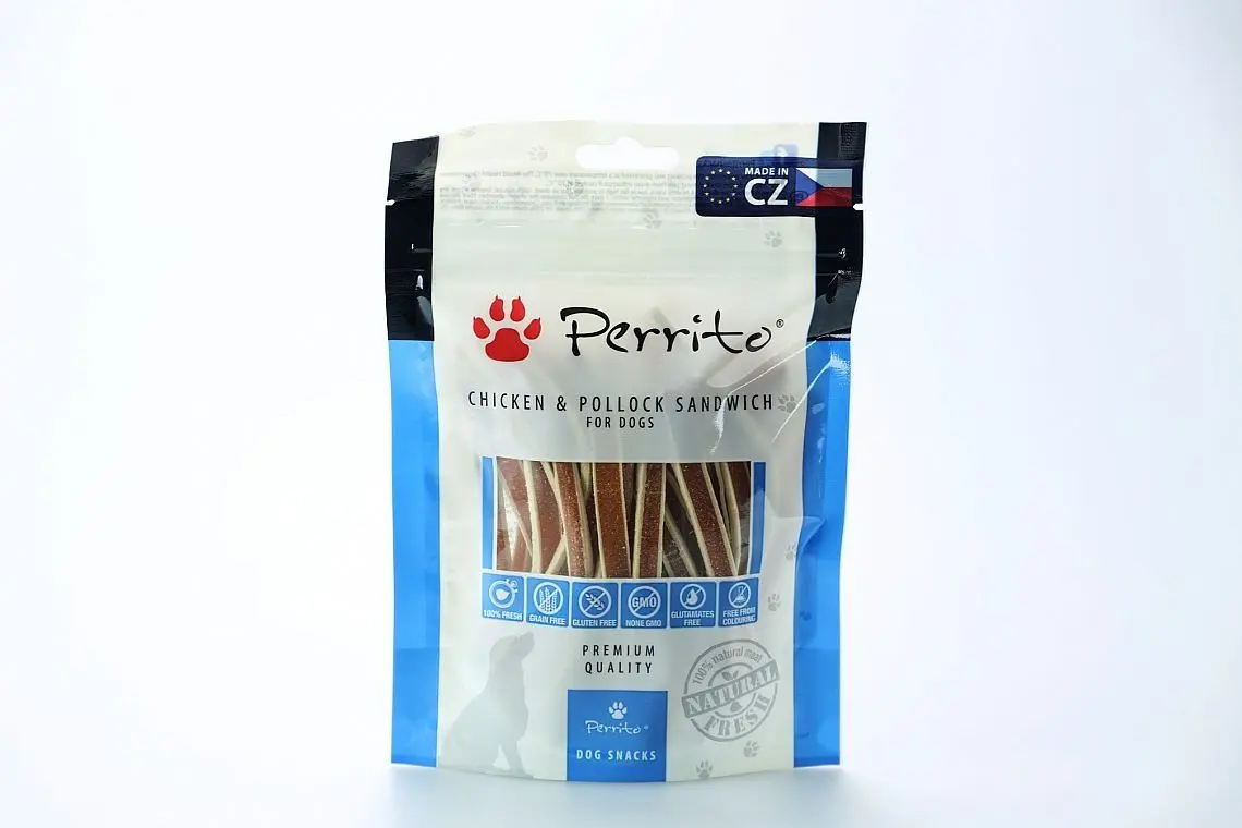 Recompense naturale pentru caini, Perrito, Pui si Cod, 100 g