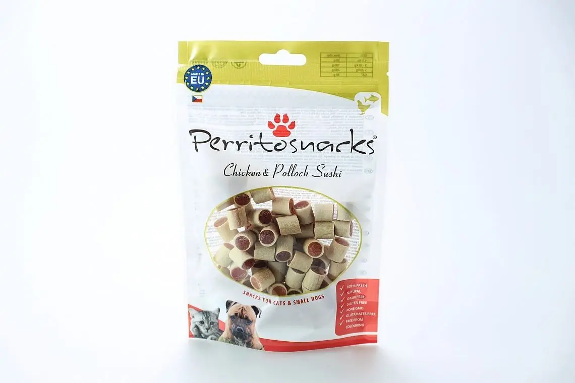 Recompense naturale pentru caini si pisici, Perrito, Pui si Cod Sushi, 100 g