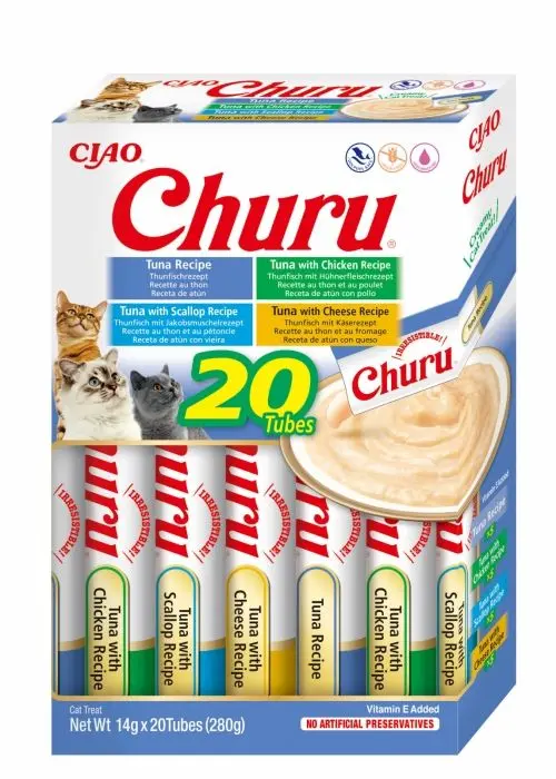 Churu Inaba Cat Varieties Recompense Cremoase cu Ton, 14 g x 20 buc