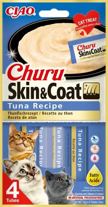 Churu Inaba Skin & Coat Recompensa cu Ton, 14 g x 4 buc