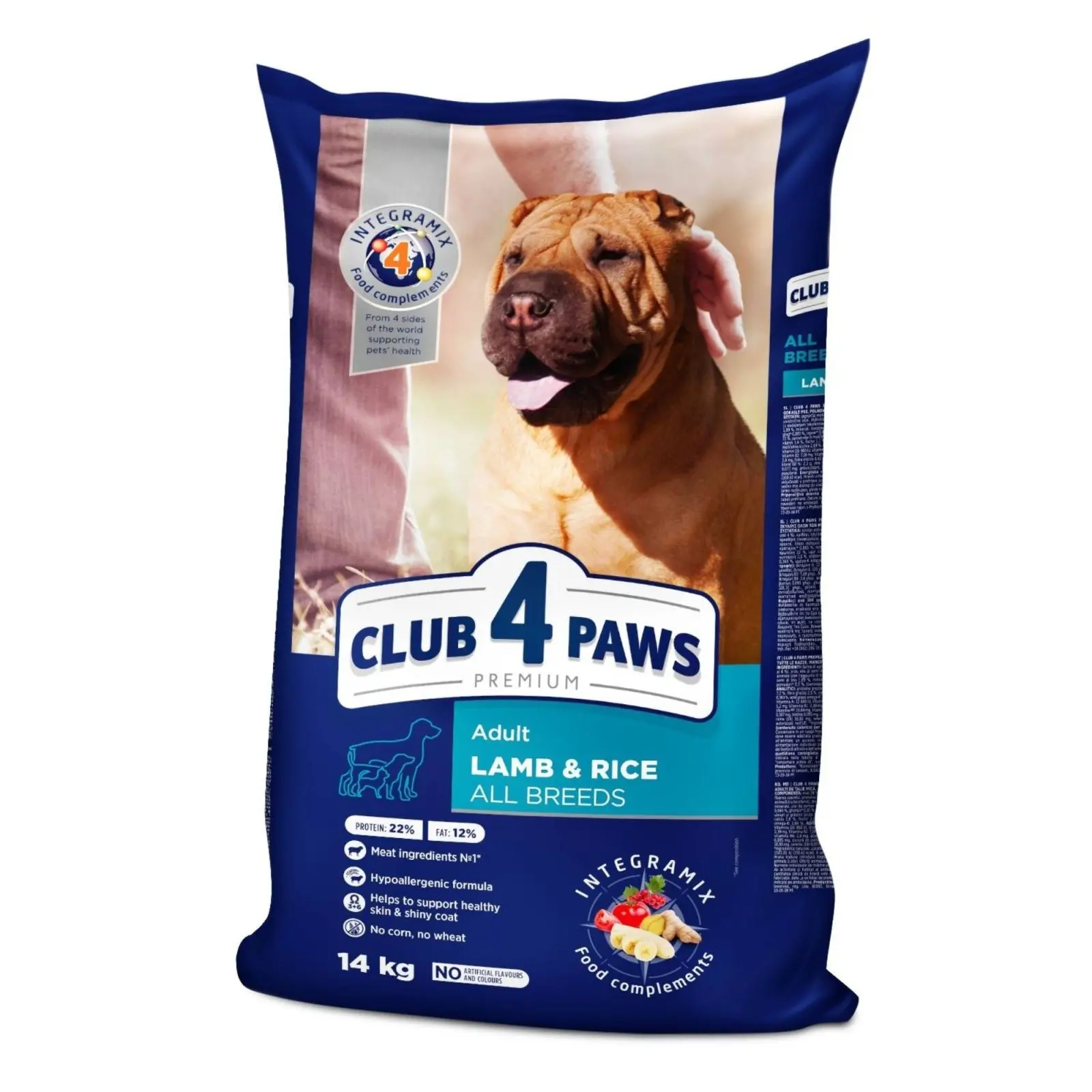 Hrana uscata premium caini, Club 4 Paws Adult All Breeds, Miel & Orez, 14 kg