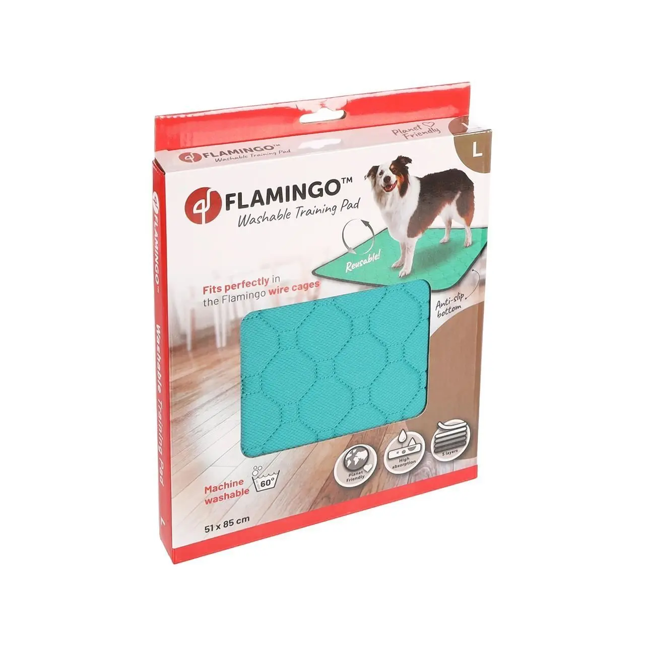 Covor Absorbant Caini, Lavabil, Antiderapant, Flamingo Patsy, L/ 85x51 cm