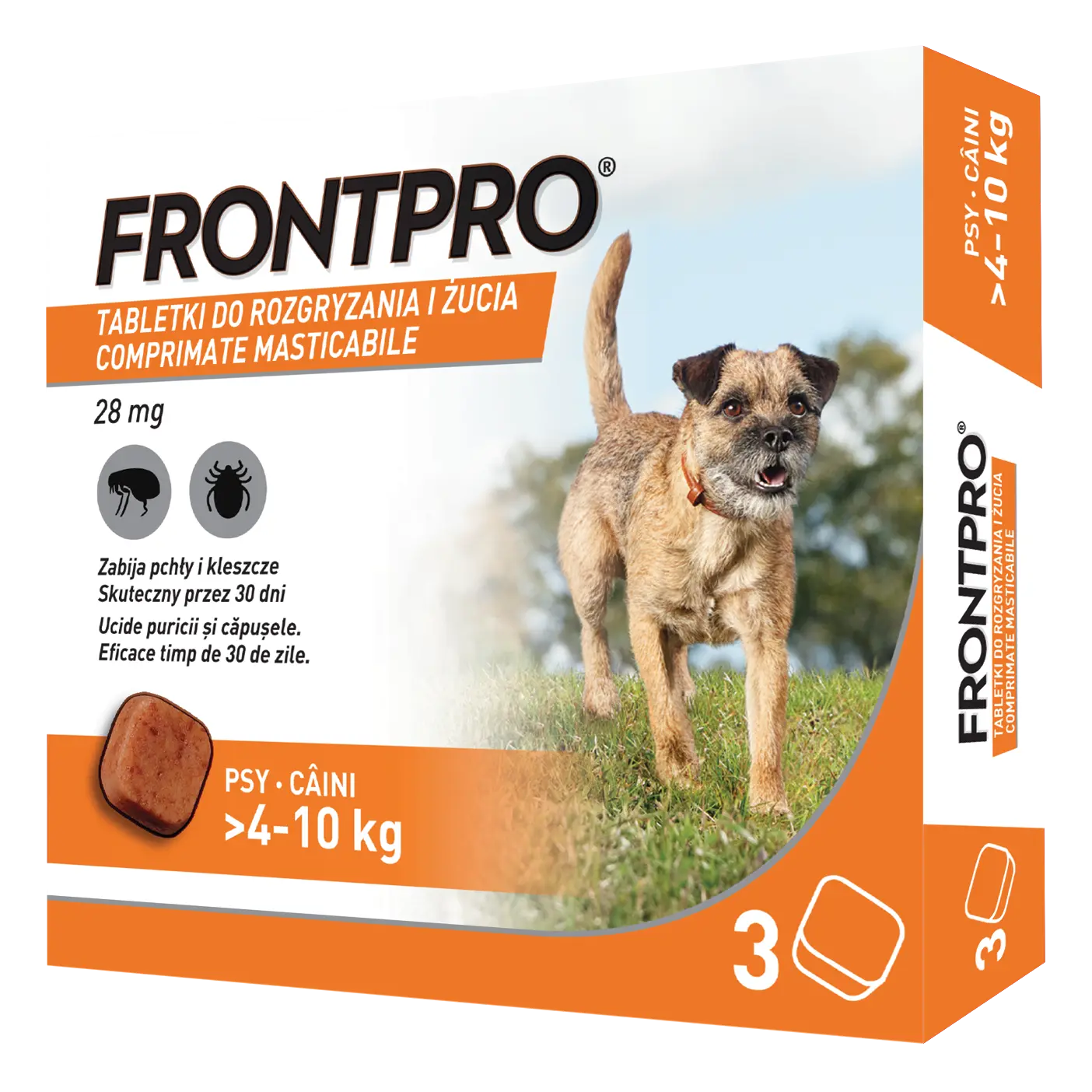 Comprimate masticabile antiparazitare caini, Frontpro M, 28 mg, >4-10 kg