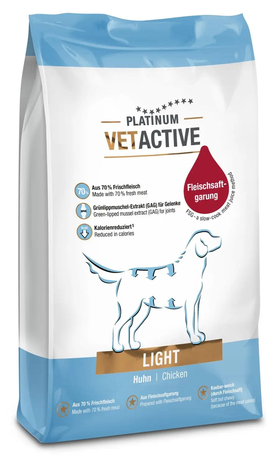 Hrana uscata caini, PLATINUM Vetactive Dog Light, 5 kg