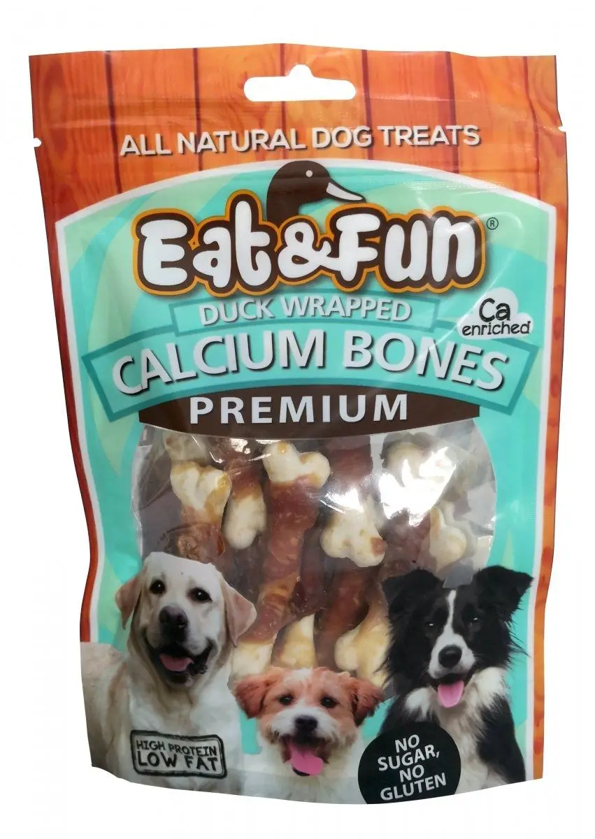 Recompense caini, Eat & Fun Duck Wrapped Calcium Bones, 100 g