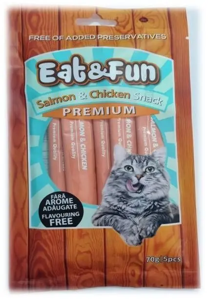 Recompense pisici, Eat & Fun Salmon & Chicken Snack, 70 g