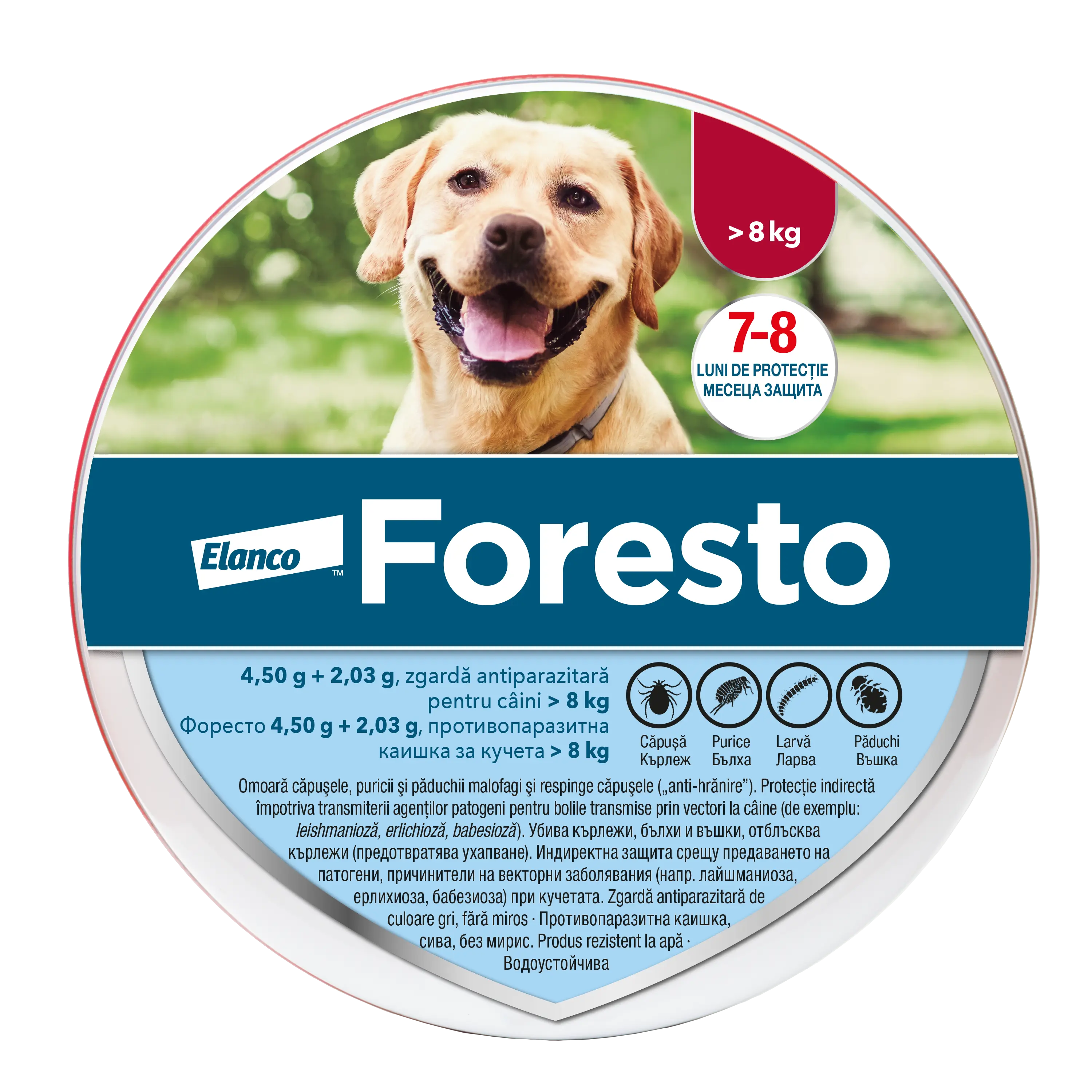 Foresto Zgarda Antiparazitara L (peste 8 kg) pentru caini