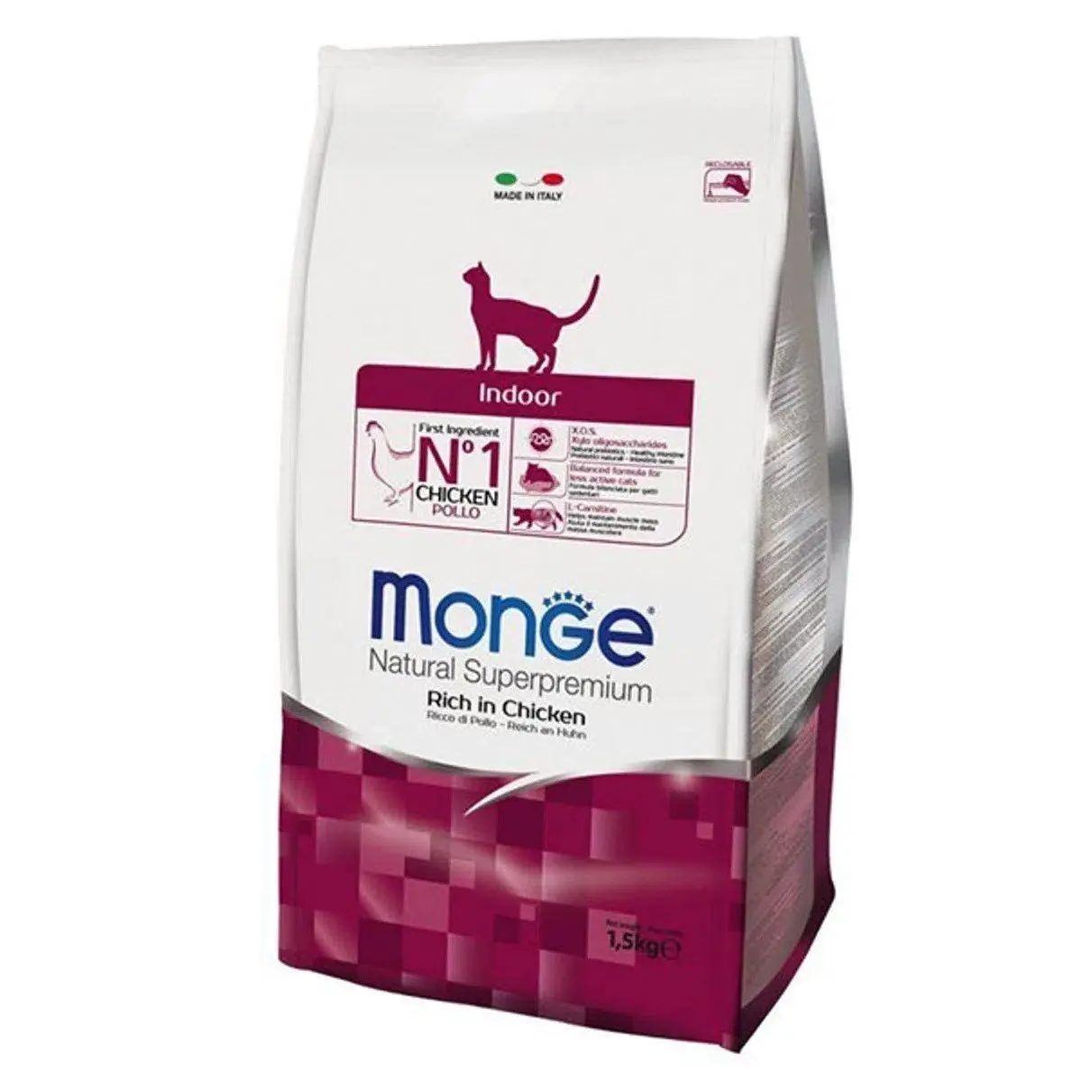 Hrana uscata pisici, Monge Natural Indoor, Pui, 10 kg