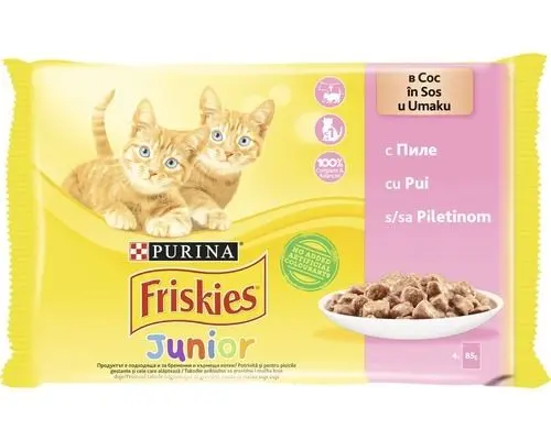 FRISKIES Junior Cat, Multipack Pui, 4x85 g