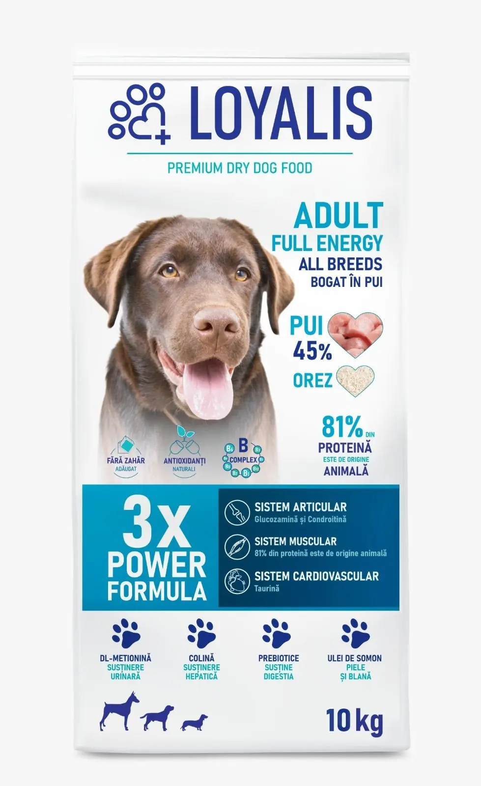 Hrana uscata premium, Loyalis, Adult, Full Energy, Pui, 10 kg