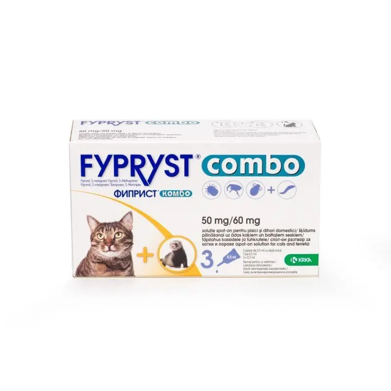 Fypryst Combo Cat 50 mg, pipete antiparazitare pisici cutie 3 pipete