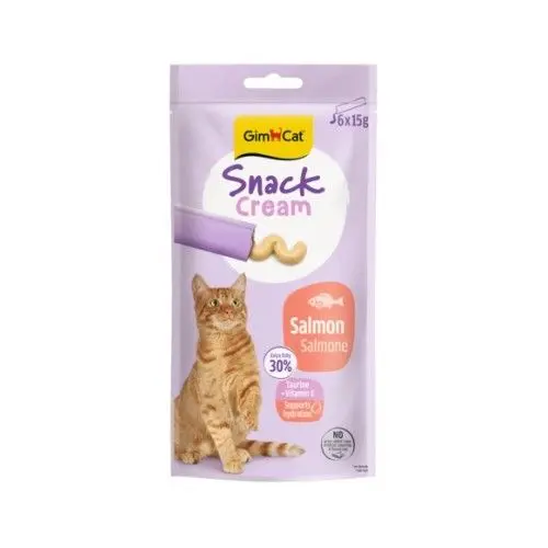 Recompense pisici adulte, GimCat Snack Cream, Somon, 6 x 15 g