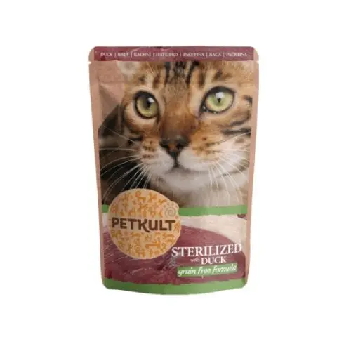 Hrana umeda pentru pisici Petkult Sterilizat cu Rata, 100 g