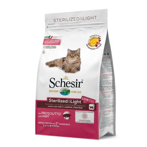 Hrana uscata pisici, Schesir Cat Sterilized Monoprotein Sunca, 400 g
