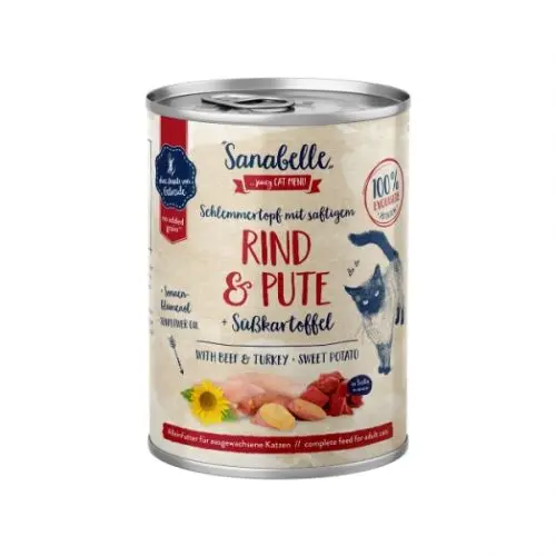 Hrana umeda pisici, Sanabelle, Vita si Curcan, 380 g