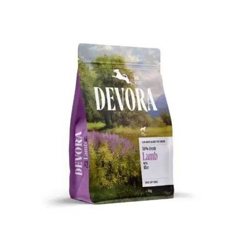 Hrana semi-umeda caini, Devora Dog Semi-Moist Large Kibble, Fresh Lamb & Rice, 5 kg